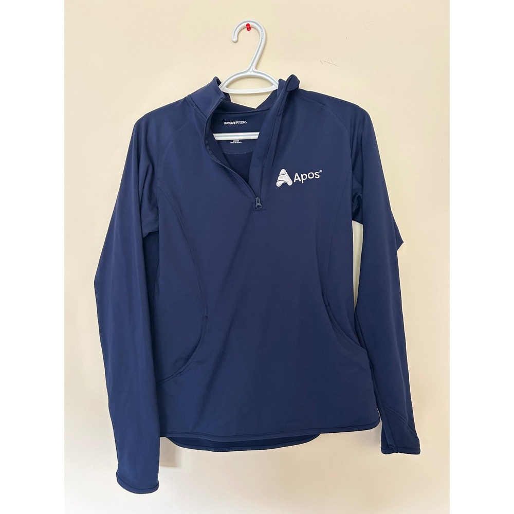 Sport-Tek Ladies Navy Blue 1/4 Zip Hoodie Pullover Apos Logo Size Small LST254